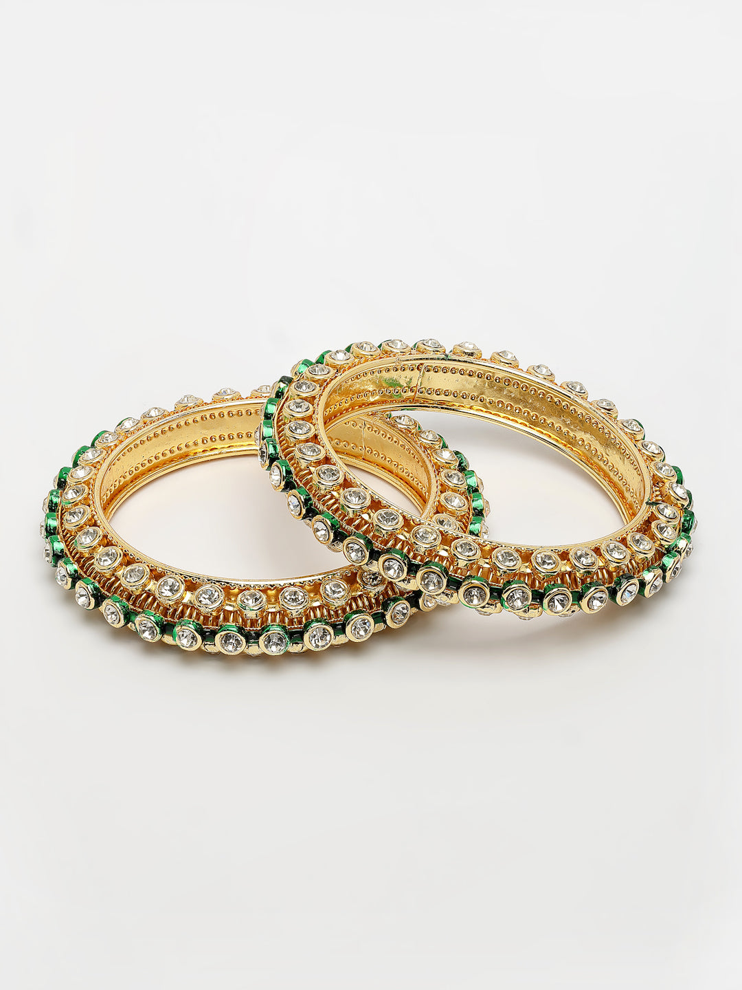 NVR Women's Set of 2 Gold-Polished Kundan Studded Bangles - Distacart