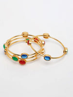 Thumbnail for NVR Women's Set of 4 Gold-Polished Artificial Stone Studded Bangles - Distacart