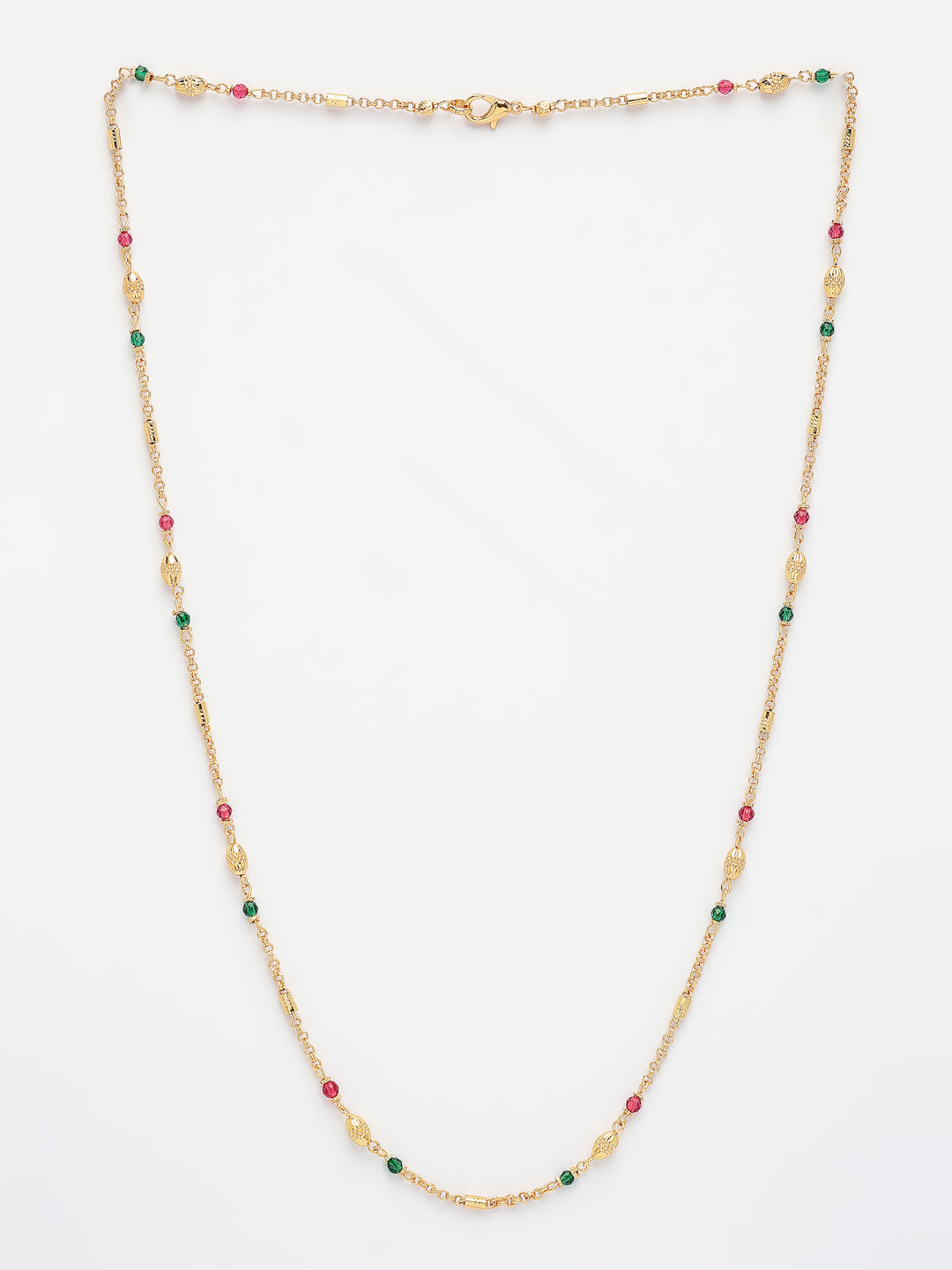 NVR Women's Gold-Polished Artificial Beads Minimal Chain - Distacart