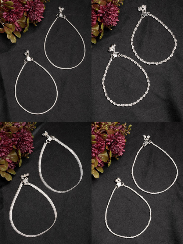 NVR Women's Pair of 4 Silver-Plated Anklets - Distacart