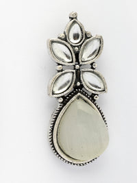 Thumbnail for NVR Women White Artificial Stones Silver Plated Drop Earrings