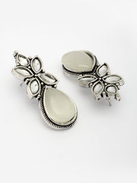 Thumbnail for NVR Women White Artificial Stones Silver Plated Drop Earrings