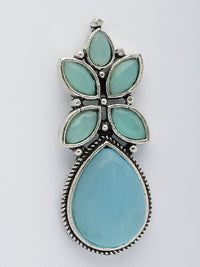 Thumbnail for NVR Women Blue Artificial Stones Silver Plated Drop Earrings