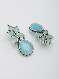 Thumbnail for NVR Women Blue Artificial Stones Silver Plated Drop Earrings