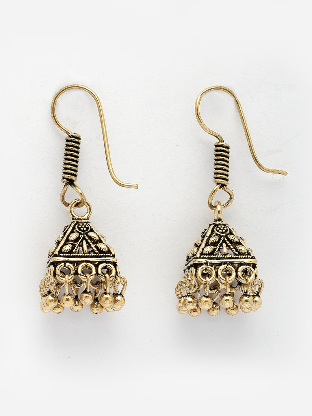 NVR Women's Oxidized Gold Plated Jhumka Earrings