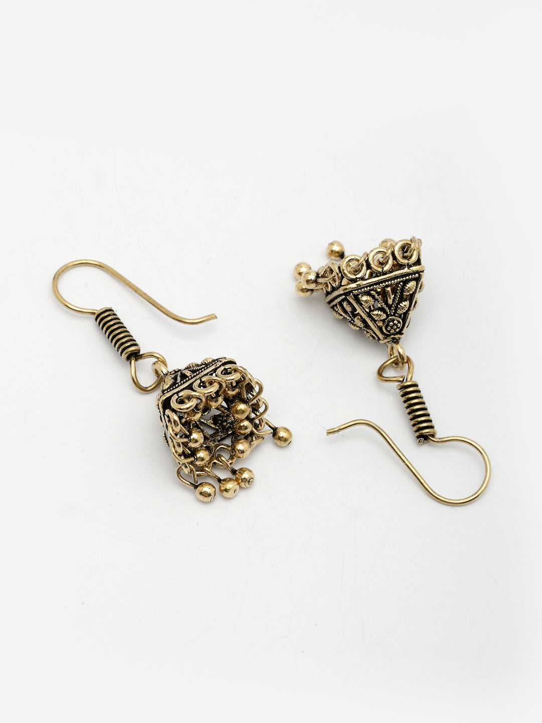 NVR Women's Oxidized Gold Plated Jhumka Earrings