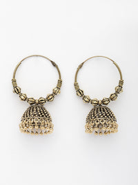 Thumbnail for NVR Women's Handmade Gold Plated Oxidized Traditional Jhumka Earrings