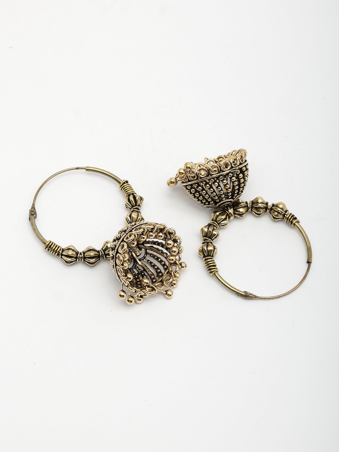 NVR Women's Handmade Gold Plated Oxidized Traditional Jhumka Earrings