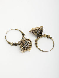 Thumbnail for NVR Women's Handmade Gold Plated Oxidized Traditional Jhumka Earrings