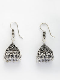 Thumbnail for NVR Women's Oxidized Silver Plated Jhumka Earrings