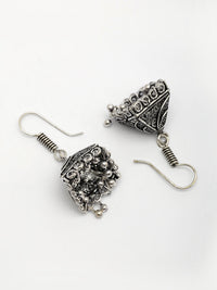 Thumbnail for NVR Women's Oxidized Silver Plated Jhumka Earrings