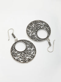 Thumbnail for NVR Women Ethnic Silver-Plated Oxidized Chandbali Earrings