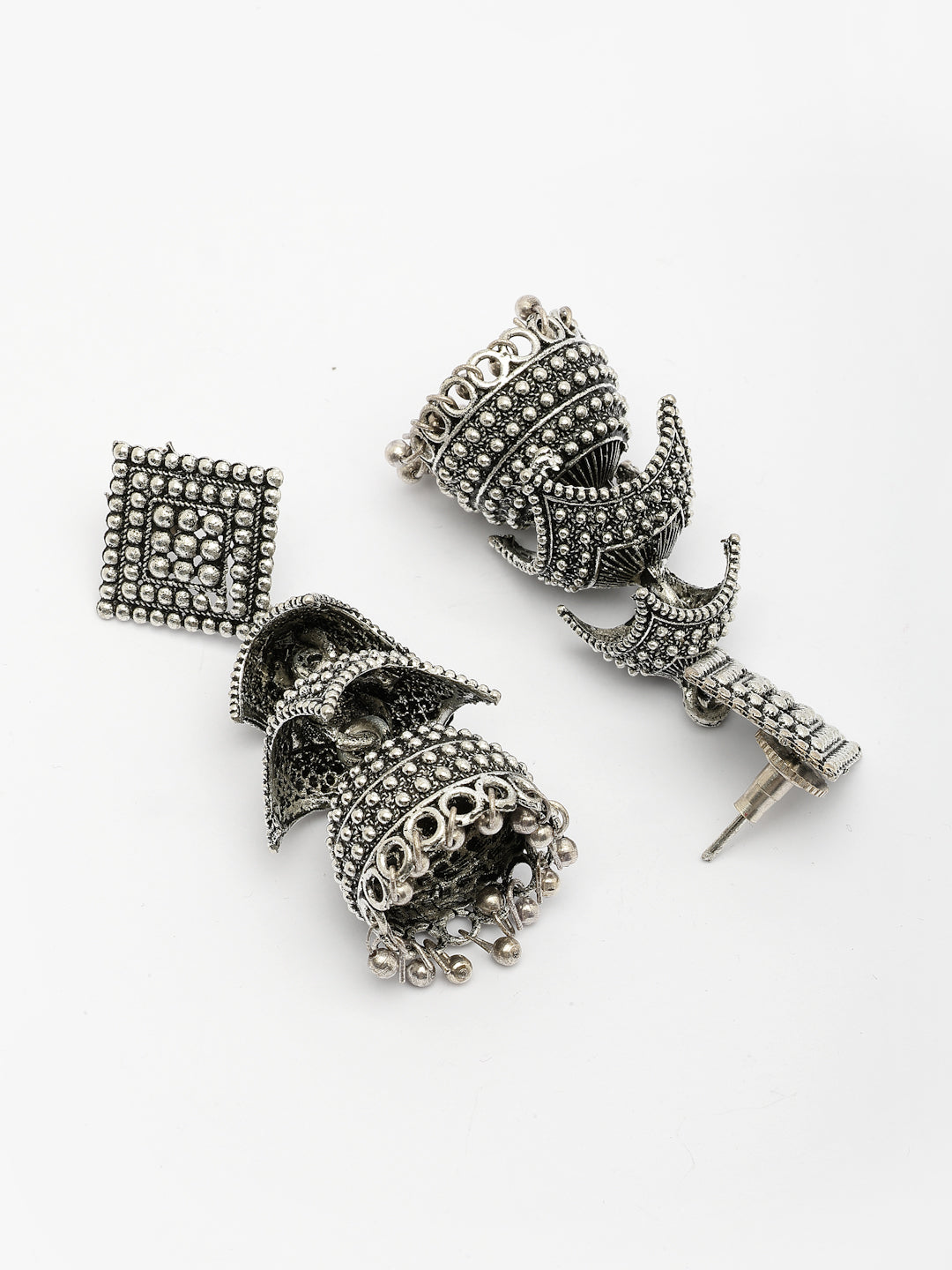 NVR Women's Traditional Oxidized Silver Plated Jhumka Earrings - Distacart