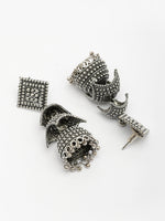 Thumbnail for NVR Women's Traditional Oxidized Silver Plated Jhumka Earrings - Distacart