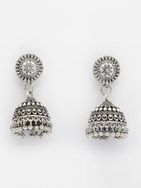 Thumbnail for NVR Women Set of 2 Silver Plated Traditional Oxidized Jhumka Earrings