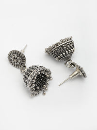 Thumbnail for NVR Women Set of 2 Silver Plated Traditional Oxidized Jhumka Earrings