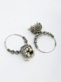 Thumbnail for NVR Women Set of 2 Oxidized Silver Plated Artificial Beads Jhumka Earrings