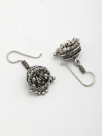 Thumbnail for NVR Women Set of 3 Silver Plated Round Shape Oxidized Traditional Jhumka & Stud Earrings