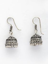 Thumbnail for NVR Women Set of 3 Silver Plated Round Shape Oxidized Traditional Jhumka & Stud Earrings