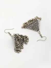 Thumbnail for NVR Women's Set of 3 Silver Plated Oxidized Contemporary Jhumka Earrings