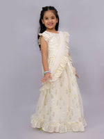 Thumbnail for Lil Drama Mishti Off White Lehanga Choli Dupatta Set For Girls