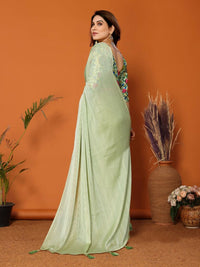 Thumbnail for Partywear Designer Pista Polyester Zari Fancy Saree - Starwalk