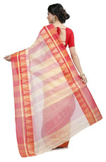 Thumbnail for Exclusive Collection White Red 100% Pure Cotton Tant Saree
