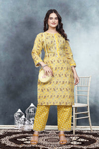 Thumbnail for Lyush Women Party Wear Embroidery Worked Kurta With Pant - Yellow
