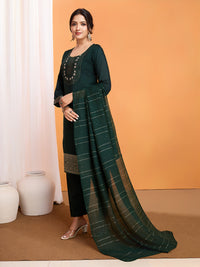 Thumbnail for Lyush Women Party Wear Embroidery Worked Kurta With Pant And Dupatta Set - Green