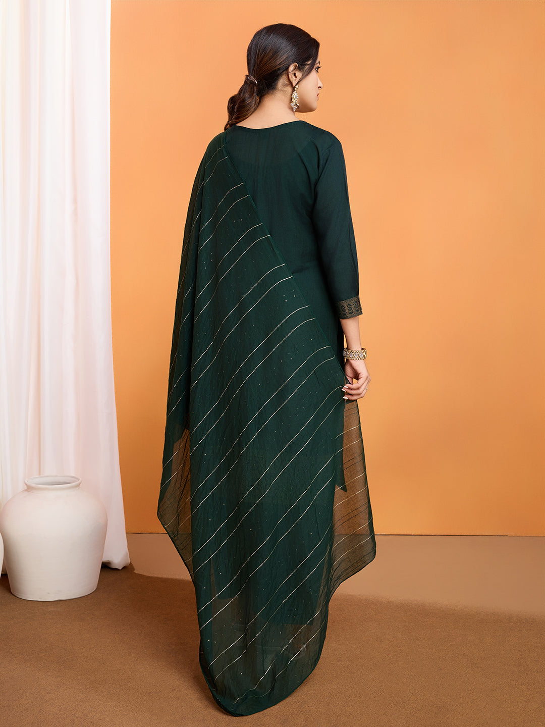 Lyush Women Party Wear Embroidery Worked Kurta With Pant And Dupatta Set - Green