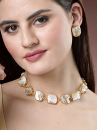 Thumbnail for NVR Women's Gold-Plated Mother of Pearl Handcrafted Jewellery Set - Distacart