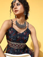 Thumbnail for Yufta Navy Blue Ethnic Maxi Dress - Distacart