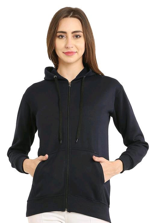 PAVONINE Navy Blue Color Casual Winter Wear Hoodie Sweatshirt For Girls - Distacart