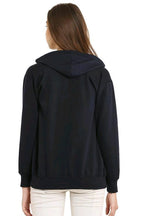 Thumbnail for PAVONINE Navy Blue Color Casual Winter Wear Hoodie Sweatshirt For Girls - Distacart