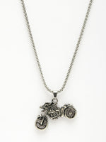 Thumbnail for NVR Men's Rhodium-Plated Stainless Steel Bike Shaped Pendant With Chain - Distacart
