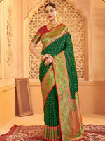 Thumbnail for Astita Silk Blend Dark Green Saree
