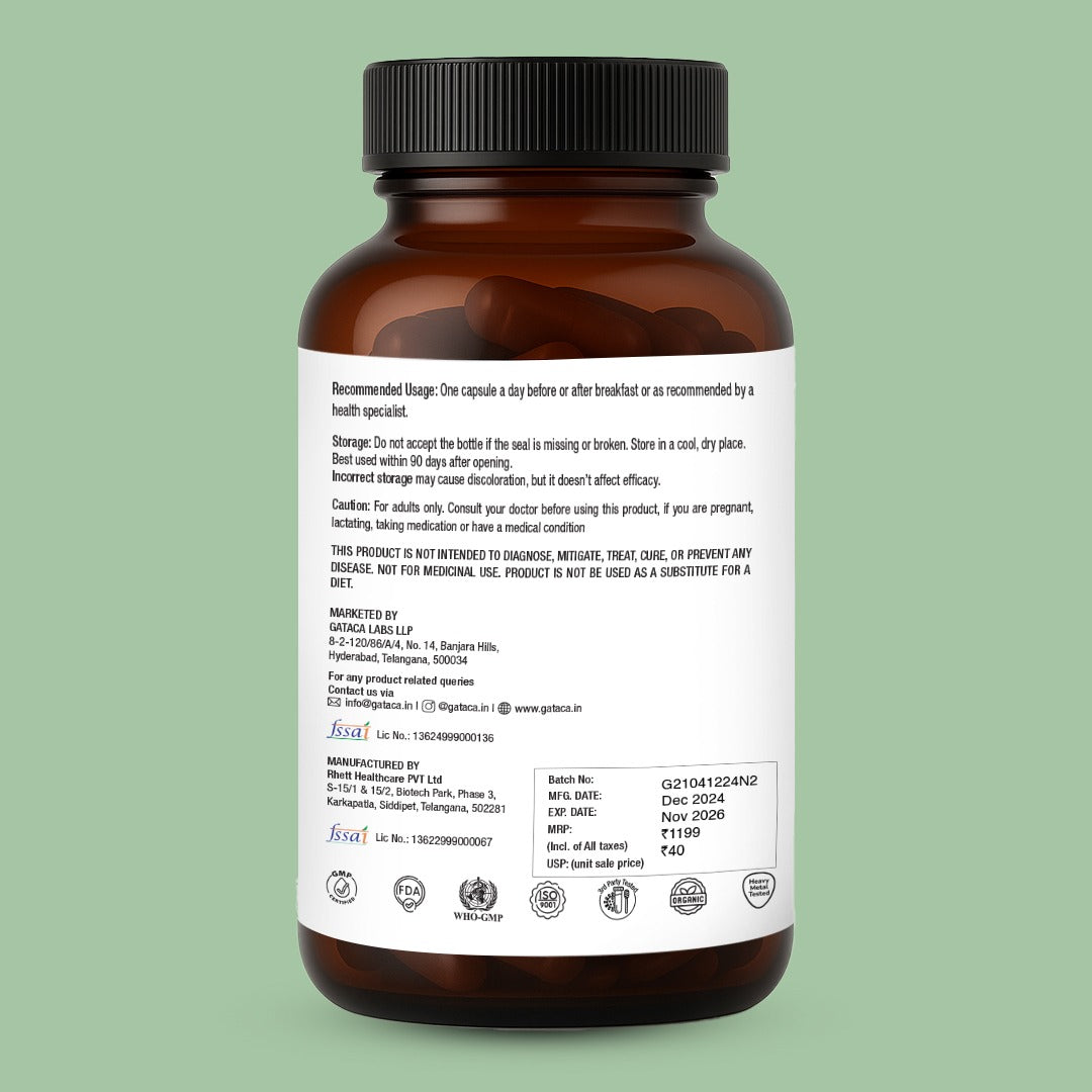 GATACA Pure β-NMN -  250 mg Capsules, Backed by 21 Patents