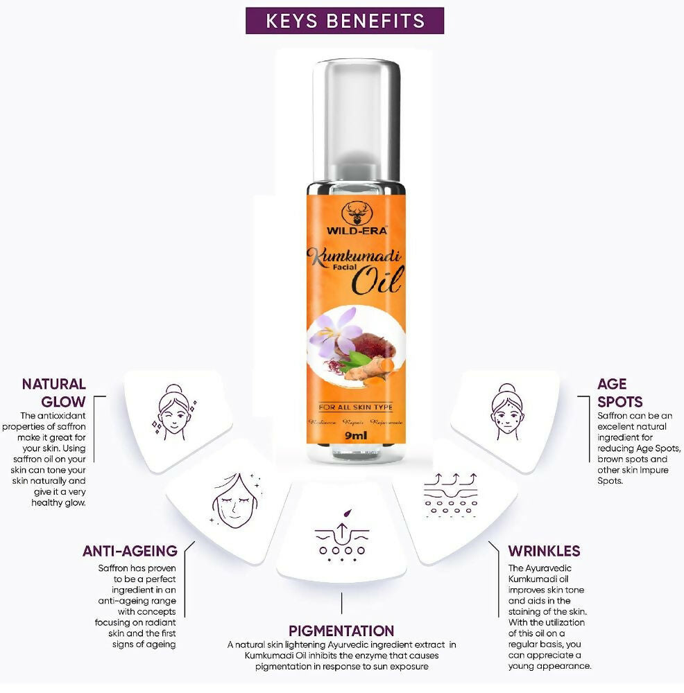 Wildera Kumkumadi Facial Oil For Glowing, Skin Nourishment - Distacart