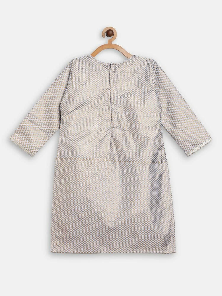 Ahalyaa Poly Silk Gold Printed Straight Kids Kurta With Palazzo For Girls - Distacart
