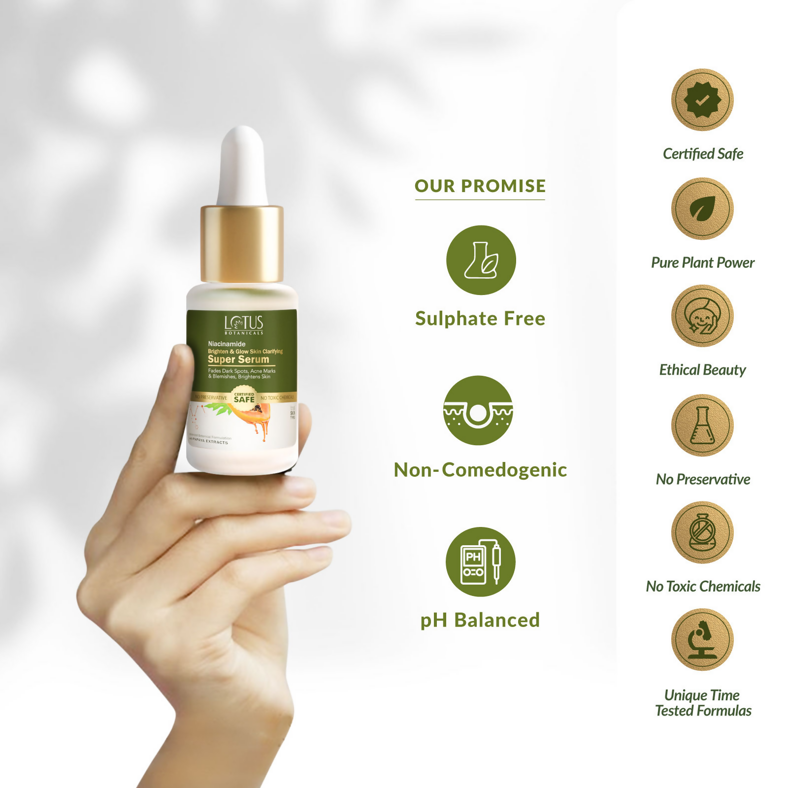 Lotus Botanicals Niacinamide & Papaya Brighten & Glow Skin Clarifying Super Serum - Distacart