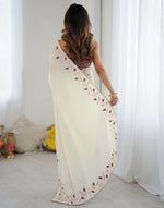 Thumbnail for Joban Fashion Silk Off White Color Embroidery Saree