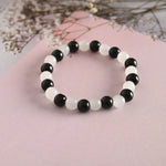 Thumbnail for NVR Men & Women White Marble Crystal Beaded Elasticated Bracelet - Distacart
