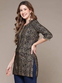Thumbnail for Anubhutee Black & Gold-Toned Ethnic Motifs Printed Kurti - Distacart