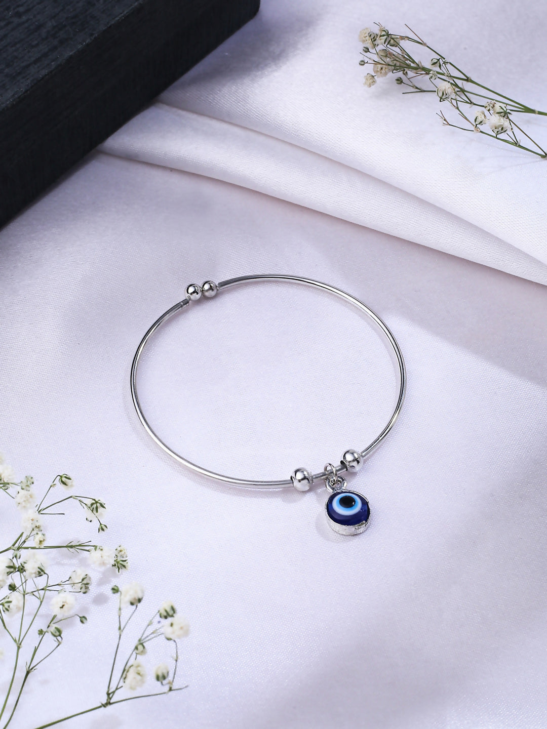 NVR Women Silver Evil Eye Adjustable Bracelet - Distacart