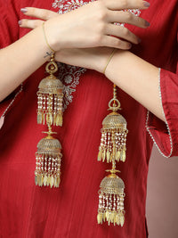 Thumbnail for NVR Women's Pack Of 2 Gold- Plated Stone Studded Bridal Layered Kaleera Sets