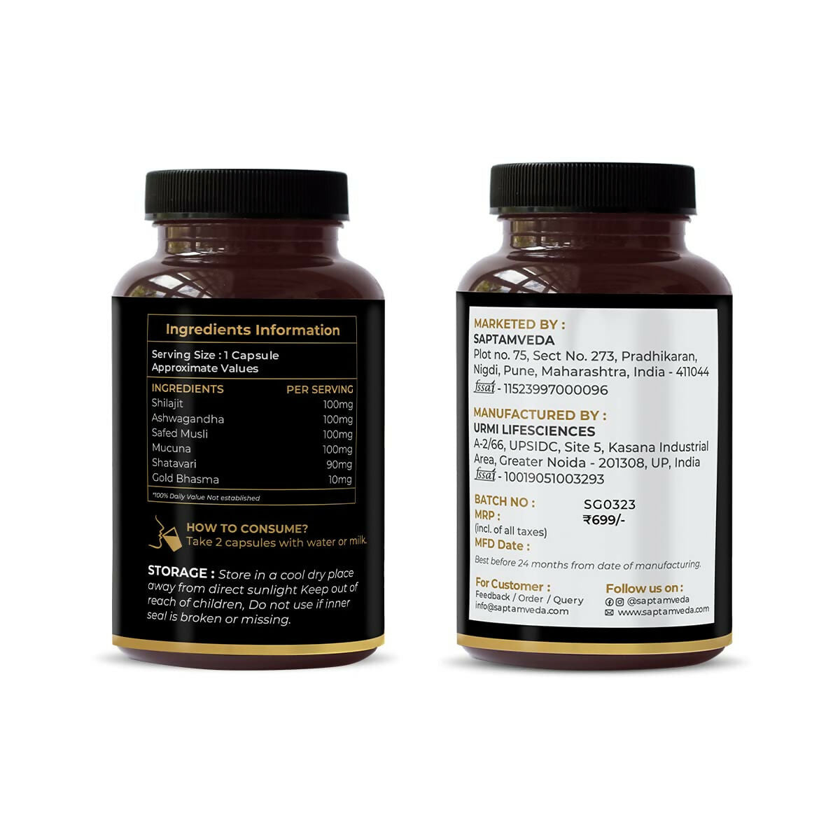 Saptamveda Natural SJ Gold Capsules - Distacart