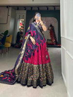 Thumbnail for Vastranavya Stunning Look Tussar Silk Printed With Foil Work Indian Lehenga Choli - Pink - Distacart