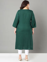 Thumbnail for Sztori Plus Size Geometric Embroidered Thread Work Straight Kurta - Distacart