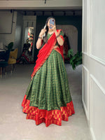 Thumbnail for Vastranavya South Indian Style Lehenga Choli - Green - Distacart