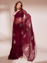 Thumbnail for NOZ2TOZ Women Party Wear Organza Saree with Unstitched Blouse - Maroon